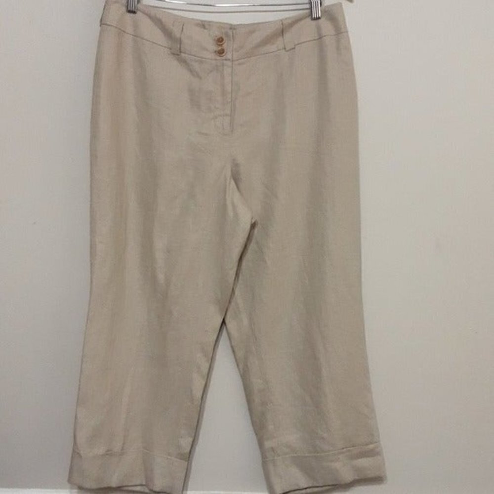Rafealla women Cropped pant Trouser linen 12 vacation office Y2K casual office